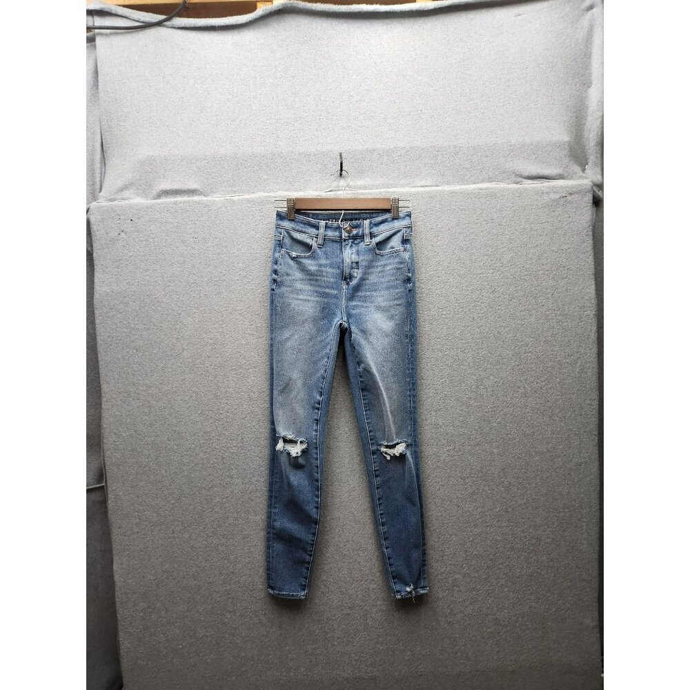 American Eagle Womens The Dream Jean Distressed Skinny Fit Blue Denim Jeans